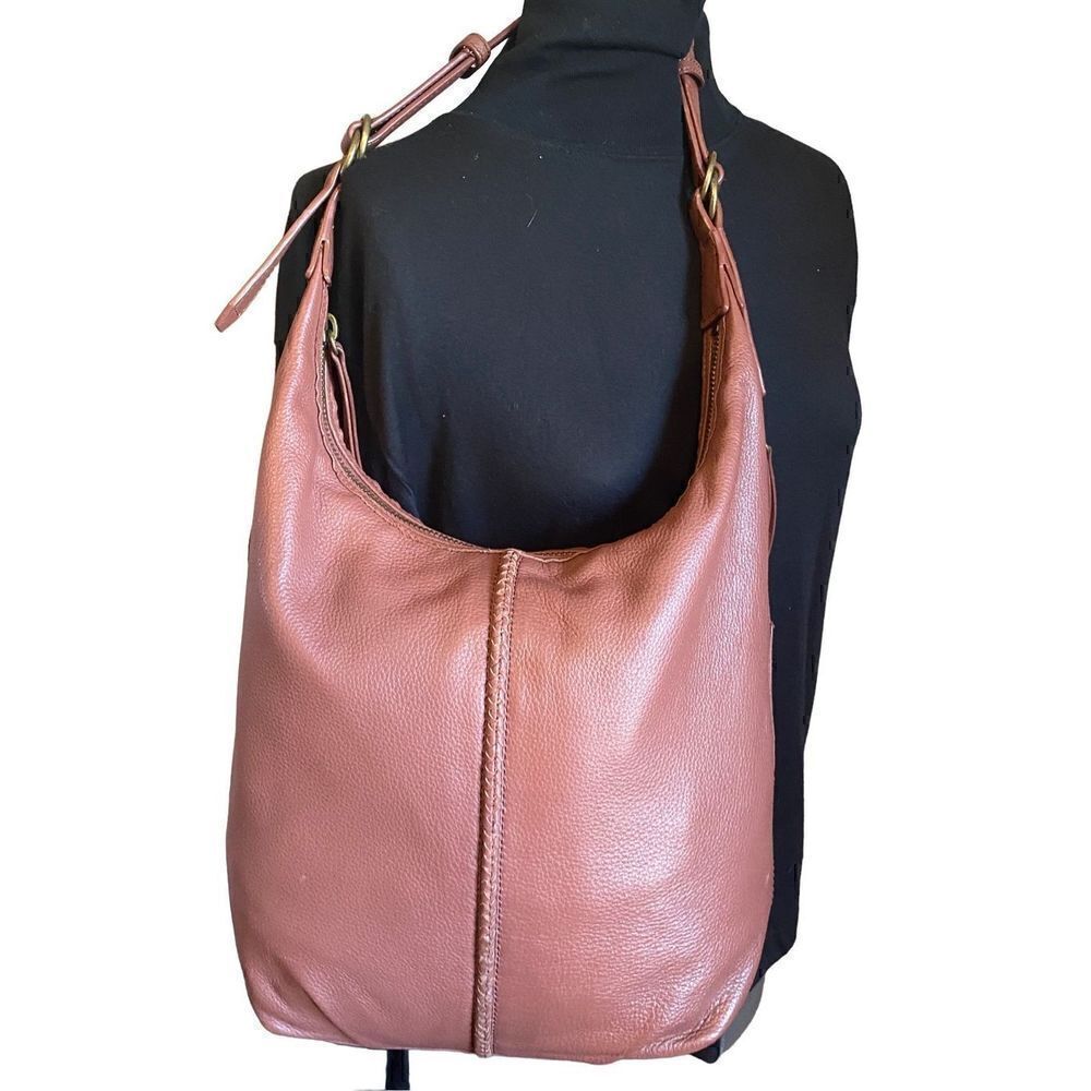 Lucky Brand brown leather over the shoulder  large hobo bag rare